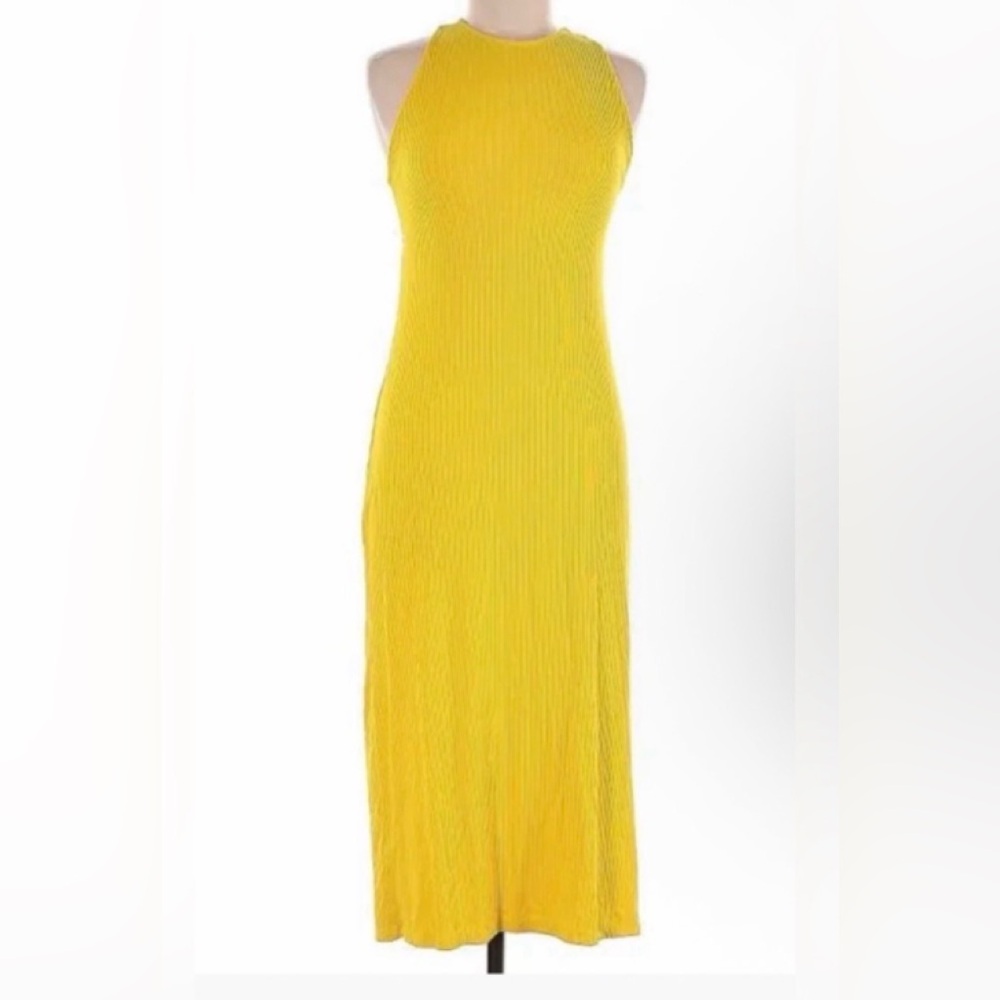 H&M Yellow Ribbed Maxi Dress